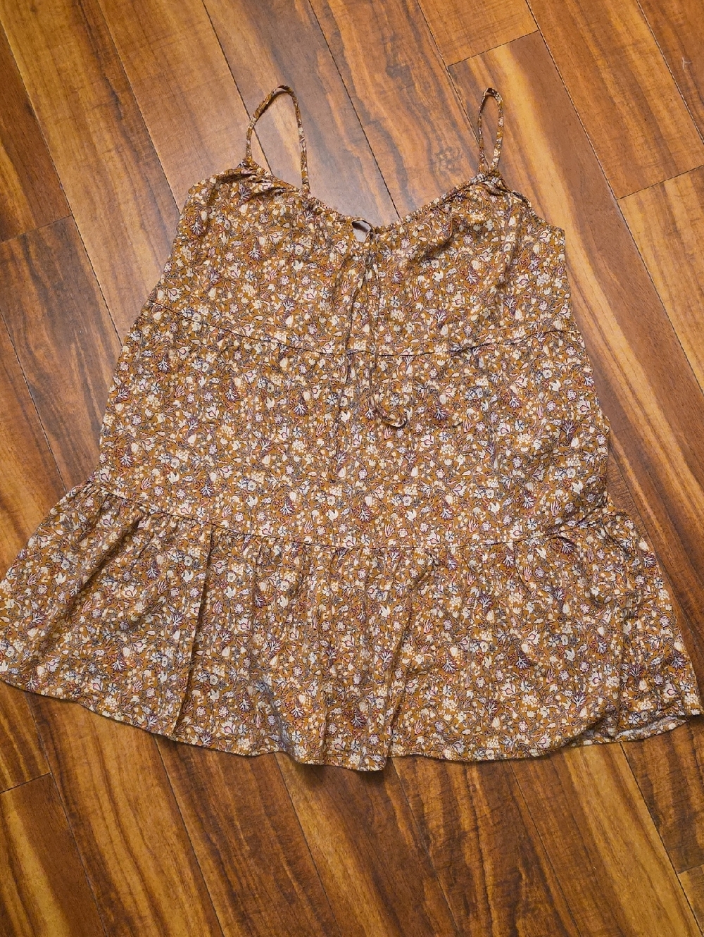 Old Navy Mustard Brown Floral Tie-Front Dress